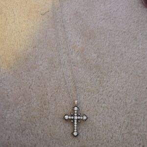 Dazzling Silver and Crystal Cross Necklace
